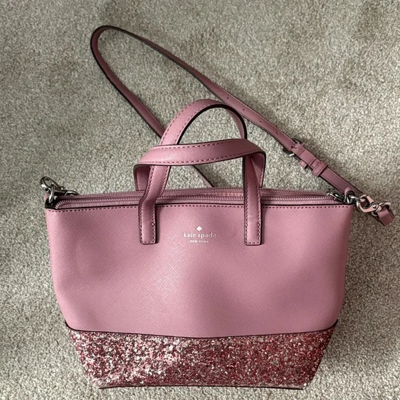 Kate Spade Rose Pink Glitter Crossbody Bag - Picture 1 of 7
